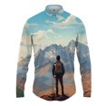 thumbnail image 3 of Camisa con solapa con estampado 3D de paisaje para hombre y mujer, camisas casuales de moda de manga larga, ropa de calle con botones, ropa unisex de gran tamaño, 3 of 5