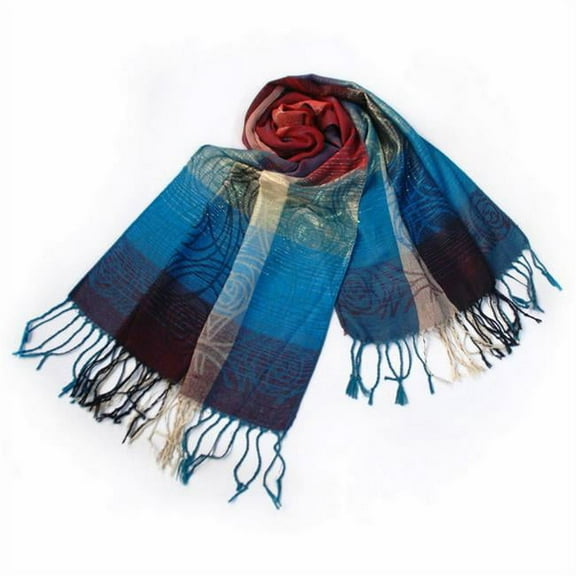Pa-a09-5 Moon & Stars & Roses Elegant Fashion Smooth Touch Tassel Ends Pashmina/Shawl/Scarf