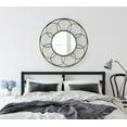 thumbnail image 6 of Kate and Laurel Cori Transitional Round Mirror, 34 Inch Diameter, Black, Modern Decorative Metal Mirror with Rattan-Inspired Accenting for Dramatic Home Wall Decor, 6 of 7