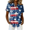 thumbnail image 2 of 250 Anniversary Usa Shirt Women Short Sleeve Button Down Casual 4Th of July Top Usa Flag Graphic T-Shirts, 2 of 5
