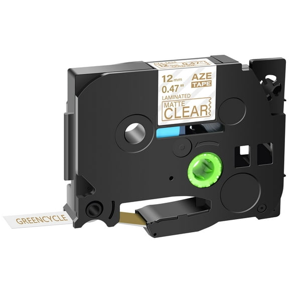 GREENCYCLE 1PK Compatible for Brother TZ TZe TZe-M34 TZ-M34 TZeM34 TZM34 Gold on Matte Clear Laminated Label Tape 12mm 8m use in PT-D210 PT-D400 PT-D600 Label Maker