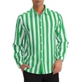 thumbnail image 1 of Camisa Casual de Manga Larga de Rayas Verticales para Hombre Inspire Chic, Ajuste Regular, Verde y Blanco, 1 of 7