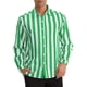 thumbnail image 1 of Camisa Casual de Manga Larga de Rayas Verticales para Hombre Inspire Chic, Ajuste Regular, 2XL Verde y Blanco, 1 of 7