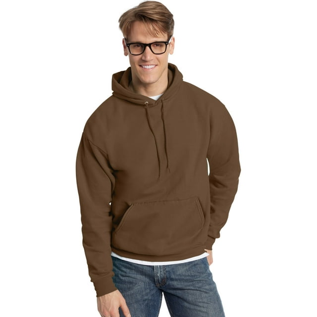 Hanes Mens ComfortBlend EcoSmart Pullover Hoodie Sweatshirt, S, Army Brown