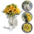 thumbnail image 1 of Ramo de girasol artificial Yotijar con borla blanca 25 cm x 35 cm ramos de novia, 1 of 10