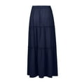 thumbnail image 6 of BRDFRL Boho Skirts for Women Casual Flowy Ruffle A Line Tiered Swing Elastic Black Long Skirts with Pockets for Beach Navy S, 6 of 7