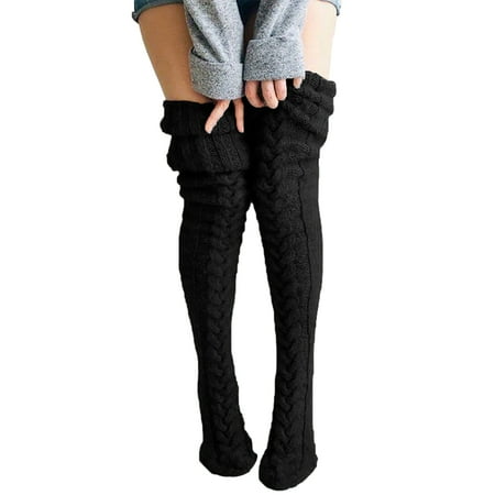 

BESTHUA Women Thigh High Socks Extra Long Woolen Knit Warm Thick Tall Long Boots Stockings Leg Warmers for Girls Winter Cosplay