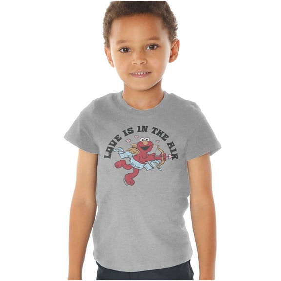 Sesame Street Elmo Love is in the Air Kids T Shirt (3) for Toddler Boys and Girls, Athletic Heather