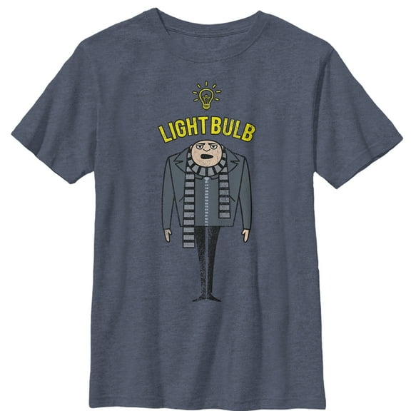 Boy's Despicable Me Gru Lightbulb  Graphic Tee Navy Blue Heather Medium