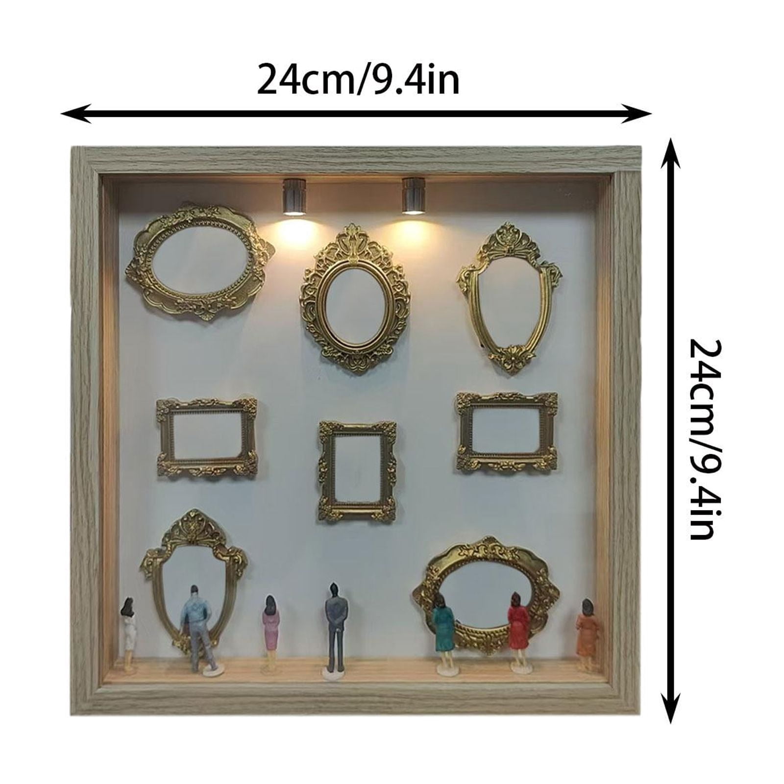 Shadow Box Frames, Mini Gold Frames, Frame Lights for Wall, Diy Mini Museum Silhouette Box, Miniature Frames, Keepsake Storage, Gallery Style, Wall Mounted, Light Wood, 1 Pc