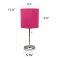 thumbnail image 3 of Creekwood Home 19.5" Oslo Contemporary Bedside Duo, Brushed Steel Table Lamp Two Pack Set with USB Port, Pink Shades, 3 of 8