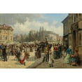 thumbnail image 2 of Franz von Persoglia 14x11 Gold Ornate Wood Frame and Double Matted Museum Art Print Titled - A View of Naschmarkt in Vienna, 2 of 4