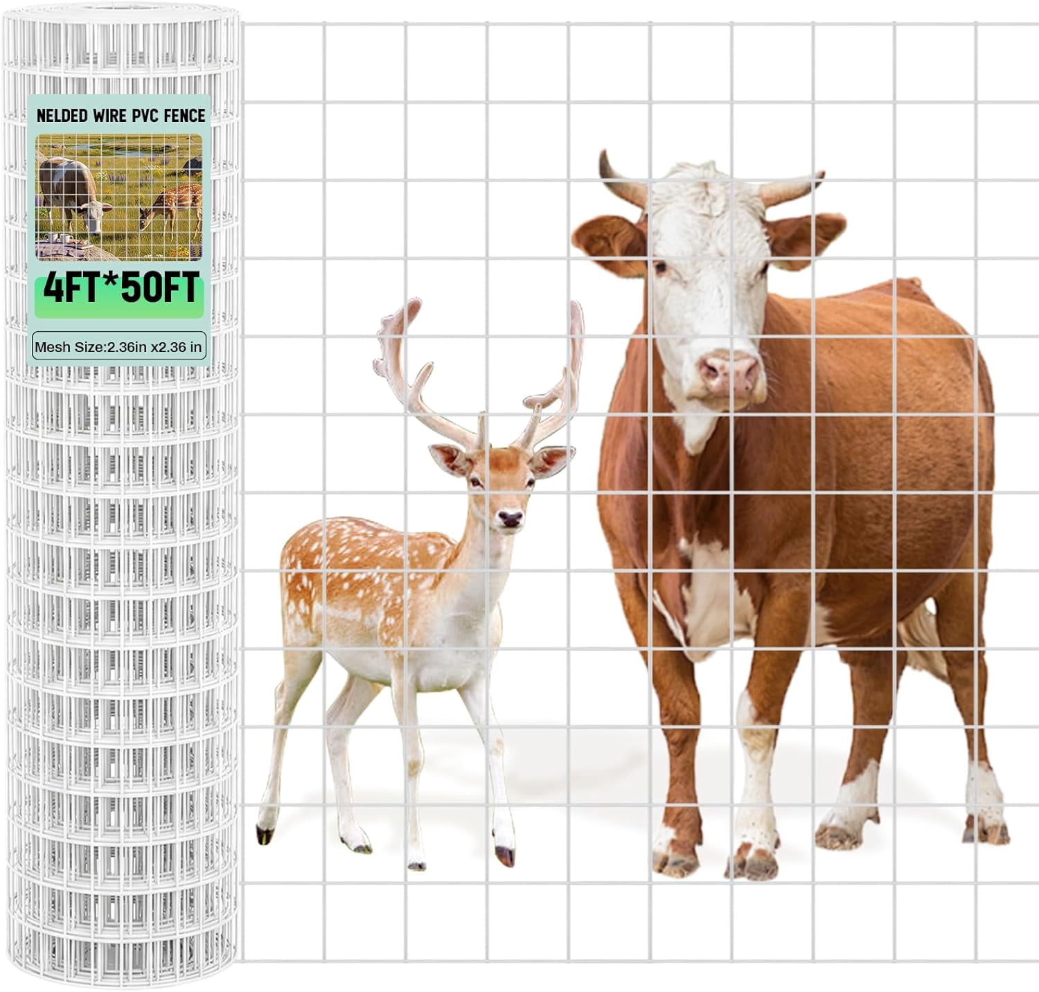 16 Gauge Galvanized Welded Wire Fence PVC Coated Hardware Cloth,  Mesh, Heavy Duty Garden Fencing Roll for Chicken, Dog Yard, Deer Cattle & Animal Protection