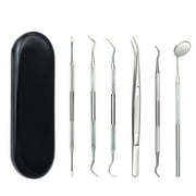 6 Pcs Dental Tools,Dental Kit Oral Care Tools,Stainless Steel Dental Assistant Accessories,Dental Cleaning Tools,Dental Hygiene Kit With 1 Pcs Black Dental Care Storage Box.