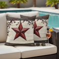 thumbnail image 4 of Texas Star Red Outdoor Waterproof Pillow Covers, Farmhouse Berry Wooden Vintage Decorative Square Throw Pillowcase Sofa Cushion Sham for Patio/Couch/Chair, 26"x26" 2 Pack, 4 of 8