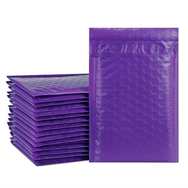 Mailer Plus #000 4x8" Poly Bubble Mailers Self Seal Purple Padded Envelopes P... 