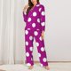 thumbnail image 2 of Balery Purlpe And White Polka Dot Conjunto de Pijama con Estampado para Mujer, Conjunto de Dos Piezas con Manga Larga, Ropa de Dormir Suave con Bolsillos, Pijamas Cómodos-Small, 2 of 7