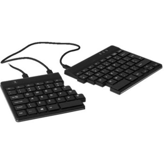 Cable Connectivity Qwerty Keys Layout Spilt Ergonomic Wired Keyboard - Black