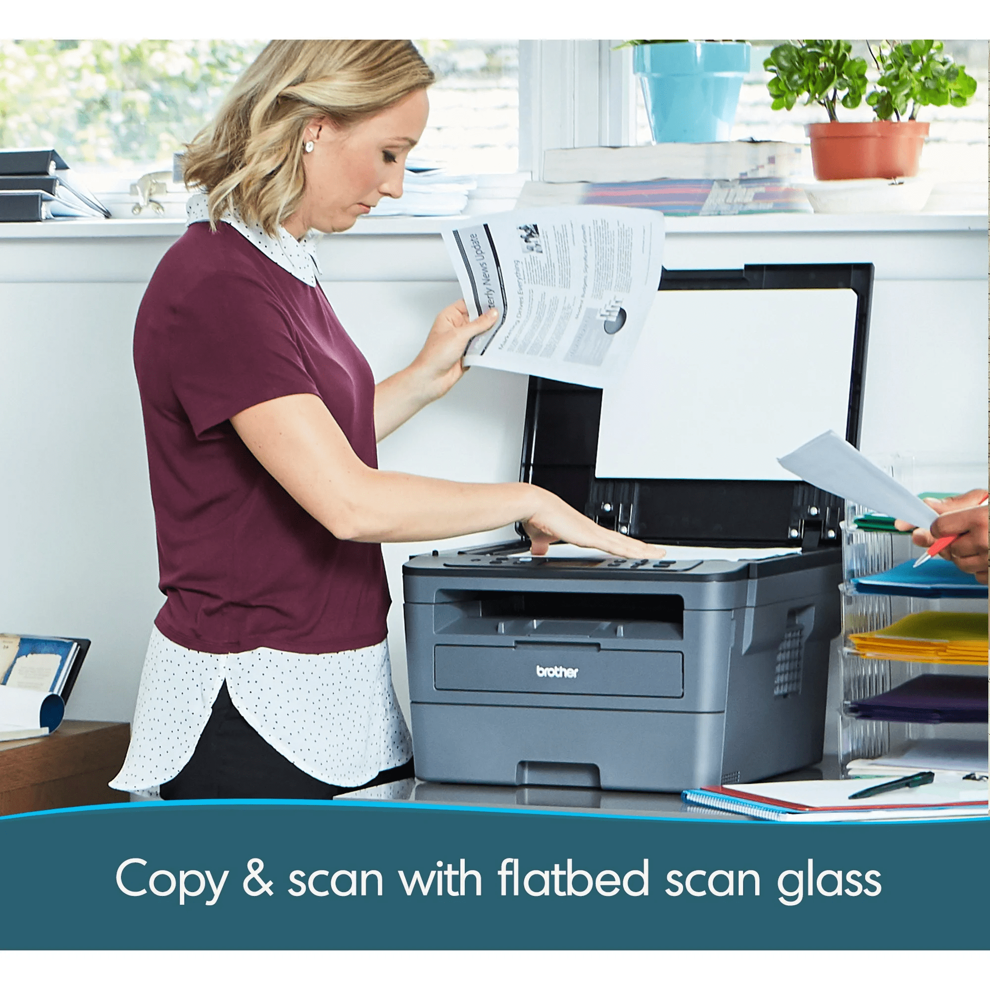 Pre-Owned Brother HL-L2390DW Monochrome Laser Printer with Flatbed Copy & Scan, Duplex Printing, Wireless