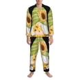 thumbnail image 3 of Daiia Sunflower Gnomes for Men's Long-Sleeved Pajama Set – Soft & Comfortable Sleepwear Button-Up Pajamas Cozy Lounge Wear-Small, 3 of 7