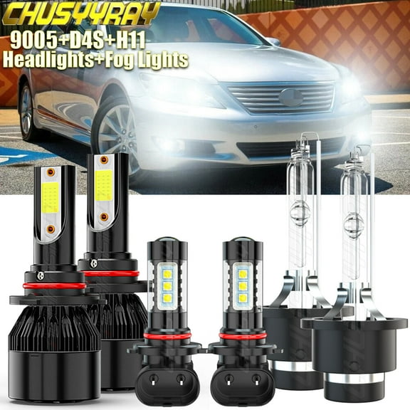 CHUSYYRAY LED HID Xenon Headlight High Low Beam Fog Light Bulbs for Lexus Ls460 2007-2012 White 6x