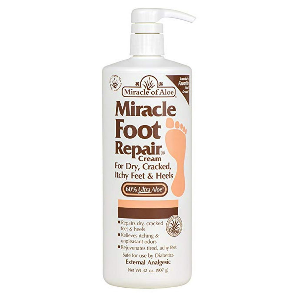 Miracle Foot Repair Cream 32 ounce pump bottle with 60 UltraAloe For