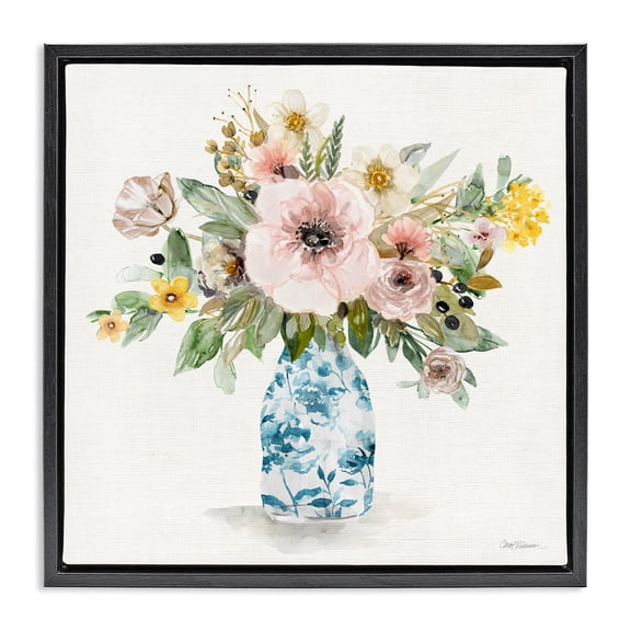 Stupell Industries Summer Chinoiserie Assortment Black Framed Floater Canvas Wall Art, design by Carol Robinson