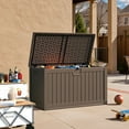 thumbnail image 4 of Patiowell 230 Gallon Deck Box, Waterproof Large Outdoor Lockable Storage Box with Divider for Patio Furniture and Garden Tools, Brown, 4 of 8