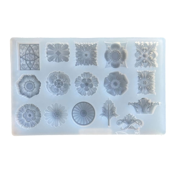 Crystal Epoxy Embossed Flower Pattern Mold Plaster Mold Decoration Silicone Pendant Mold for Craft