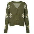 thumbnail image 6 of Baberdicy Cardigan Sweater Women's Sweater 2023 Fall Long Sleeve Casual Print Jumper Knitted Cardigan Loose Preppy Sweater Cardigan Women's Cardigans Green, 6 of 7