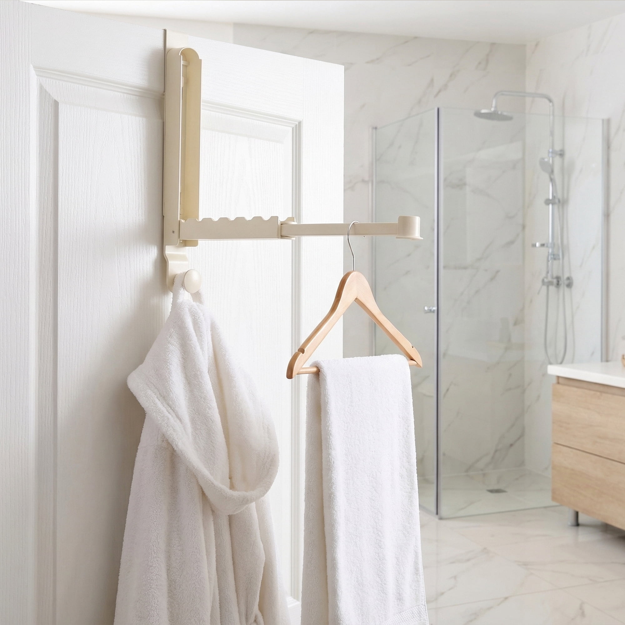 Unique Bargains Coat Rack Door Mount Plastic Hook for Entryway White 13.4"x10.6"x2"