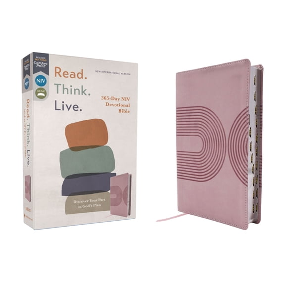 Niv, Read. Think. Live., Leathersoft, Pink, Thumb Indexed, Comfort Print: 365-Day NIV Devotional Bible - Discover Your P, (Hardcover)