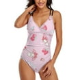 thumbnail image 4 of Kuromi And My Melody Women's One Piece Swimsuit Tummy Control V Neck Bathing Suits, 4 of 7