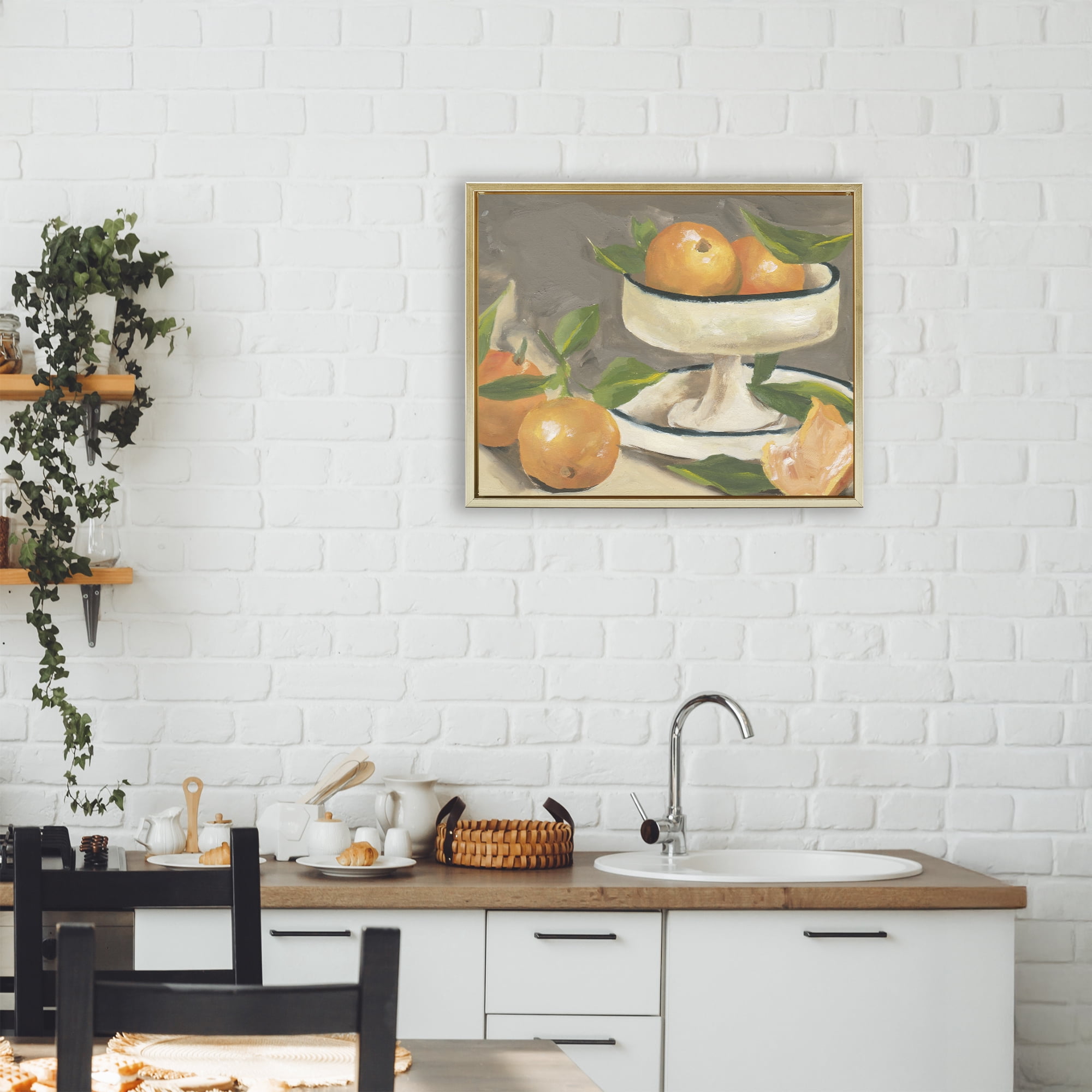 Stupell Industries Citrus In Stillness Gold Framed Floater Canvas Wall Art, design by Melissa Wang