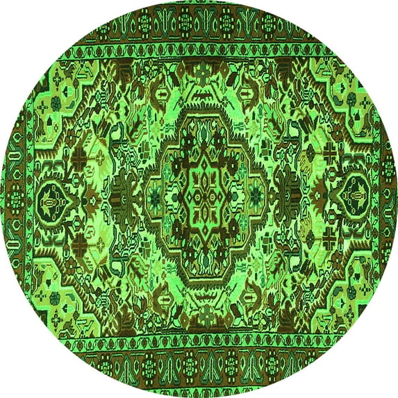 Ahgly Company Indoor Round Persian Green Traditional Area Rugs, 8' Round