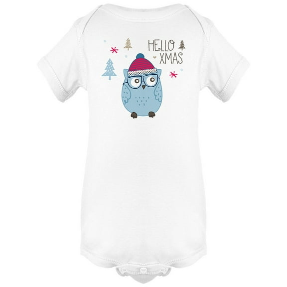 "Hello Xmas" Owl Bodysuit Infant -Image by Shutterstock, Newborn