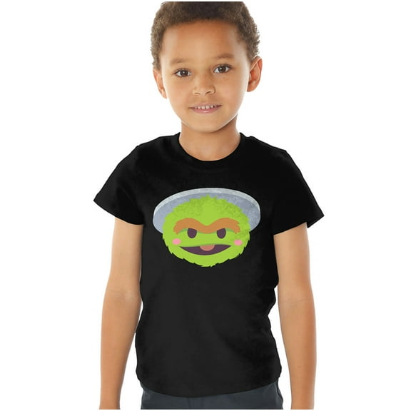 Sesame Street Oscar The Grouch Kawaii Face Kids T Shirt (4) for Toddler Boys and Girls, Black