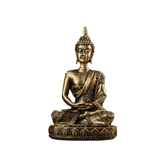 4.3 Inch Polyresin Mini Meditation Buddha Figurine, Antique Bronze - Zen Tabletop Decor Gift