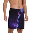 thumbnail image 2 of Gaeub Purple And Blue Nebula Print Men's Short Pajama Pants, Sleep Shorts, Household Pants, Casual Pants with Pockets-Medium, 2 of 6