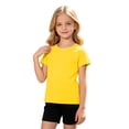 thumbnail image 3 of Gyexs Size 7-8 Girls Outfits 2 Piece Matching Short Sets School Short Sleeve Shirt and Shorts Outfit Yellow 7-8 Years, 3 of 5