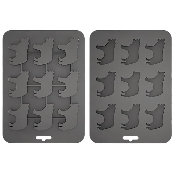 Silicone Ice Cube Molds, Bear Mold, Black Silicone Tray, 9 Cavity, 10X8 In, Gummy Mold, Chocolate Mold, Cold Treats, Homemade Confections, Kitchen Prep, 1 Pc