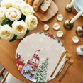 thumbnail image 3 of Christmas Round Placemats Set of 4 Xmas Tree Gnomes Place Mats Washable Woven Placemat Poinsettia Cardinal Bird Linen Circle Braided Table Mat for Kitchen Dining Table Party Home Decor 15 Inch, 3 of 8