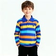 thumbnail image 2 of SGFCWSX Boys Long Sleeve Polo Shirt, Teens Collared Top Striped Casual School Daily Tees Dark Blue Size 12-13 Years, 2 of 7