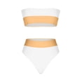 thumbnail image 4 of Hot days, bold styles UTSJKR Two Piece Bandeau Swimsuits for Women Color Block High Waisted Bikini Sets Cheeky Bathing Suits Strapless Swimwear White S, 4 of 9