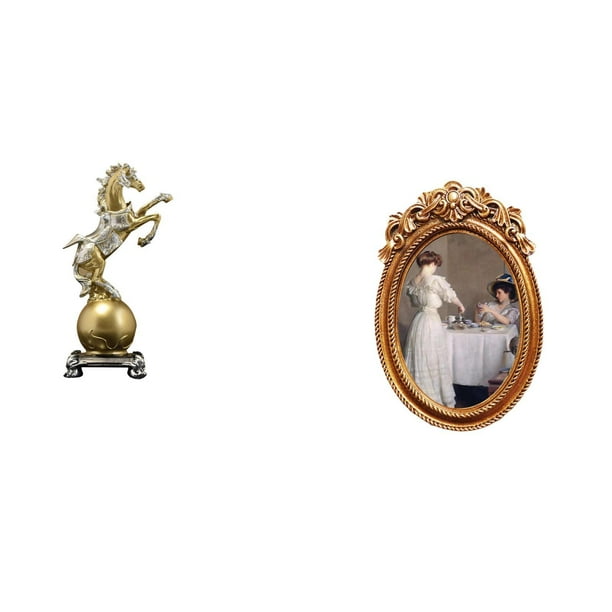 Figura de escritorio,Estante de estatua de caballo para escritorio,oficina,decoración del hogar,Figura decorativa de escritorio de resina para decoración del hogar,Marco de fotos,Marco de