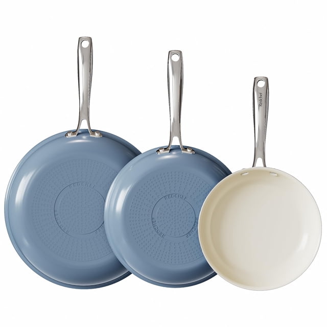 Set de sartenes de cerámica antiadherente Redchef, 20, 24, 28 cm, color azul