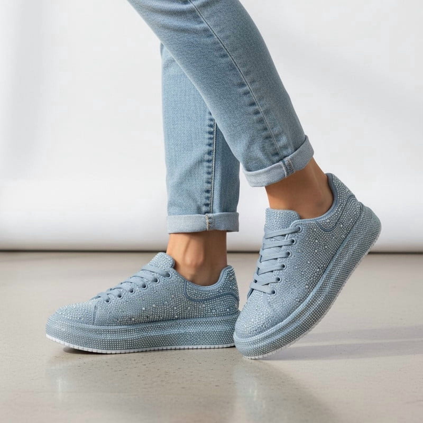 Women’s Rhinestone Denim Everyday Sneakers