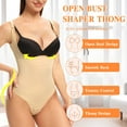 thumbnail image 4 of MANIFIQUE 2 Packs Thong Shapewear Bodysuit for Women Tummy Control Open Bust Body Shaper Slimmer Shaping Thong, 4 of 6