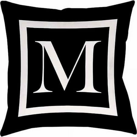 Thumbprintz Classic Block Monogram Decorative Pillow, Black