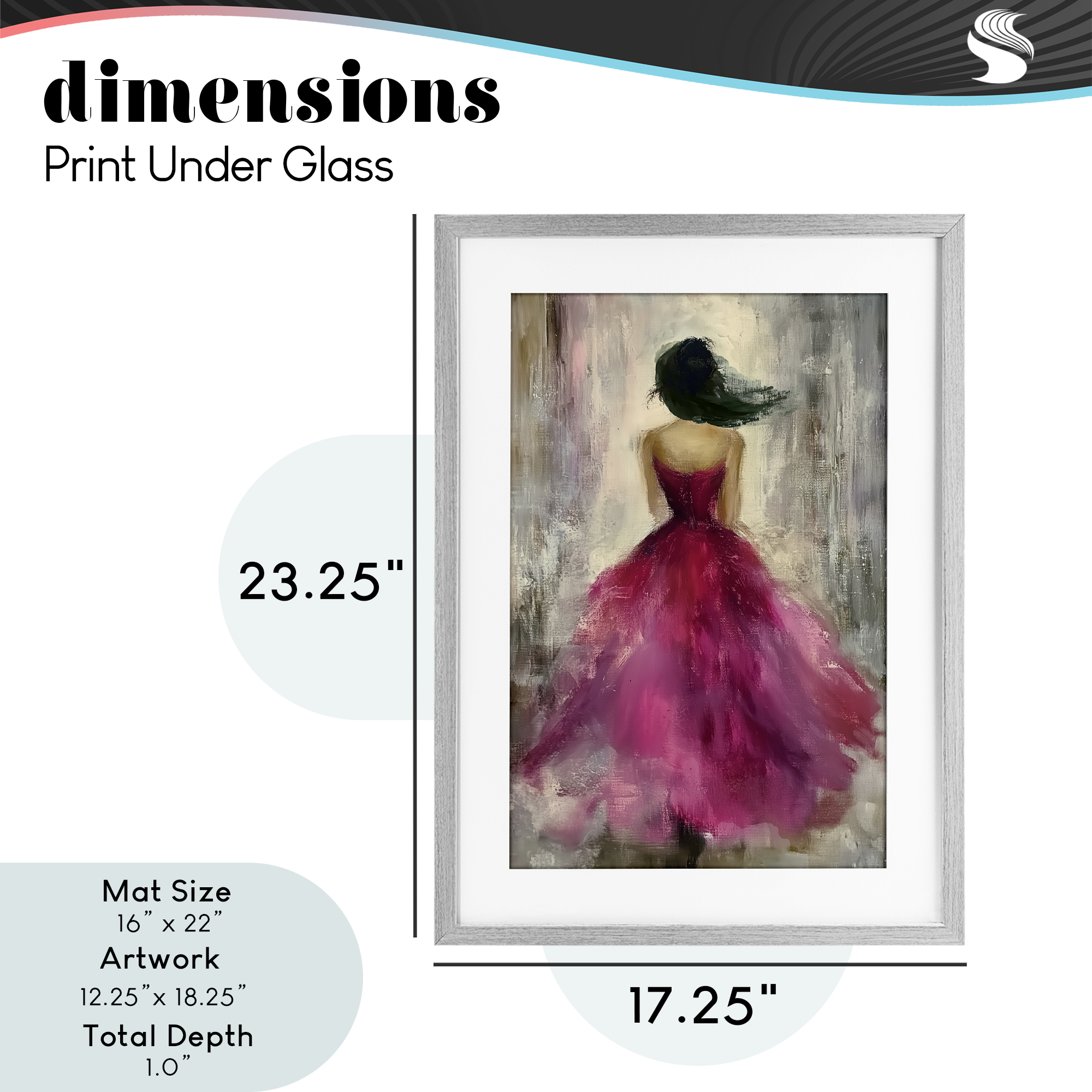 After Midnight Girl in Gown Gray Framed Print Under Glass, design by Annabelle Hall